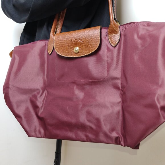 Longchamp Women’s Le Pliage Medium Top Handle Nylon Tote Plum - Picture 2 of 8